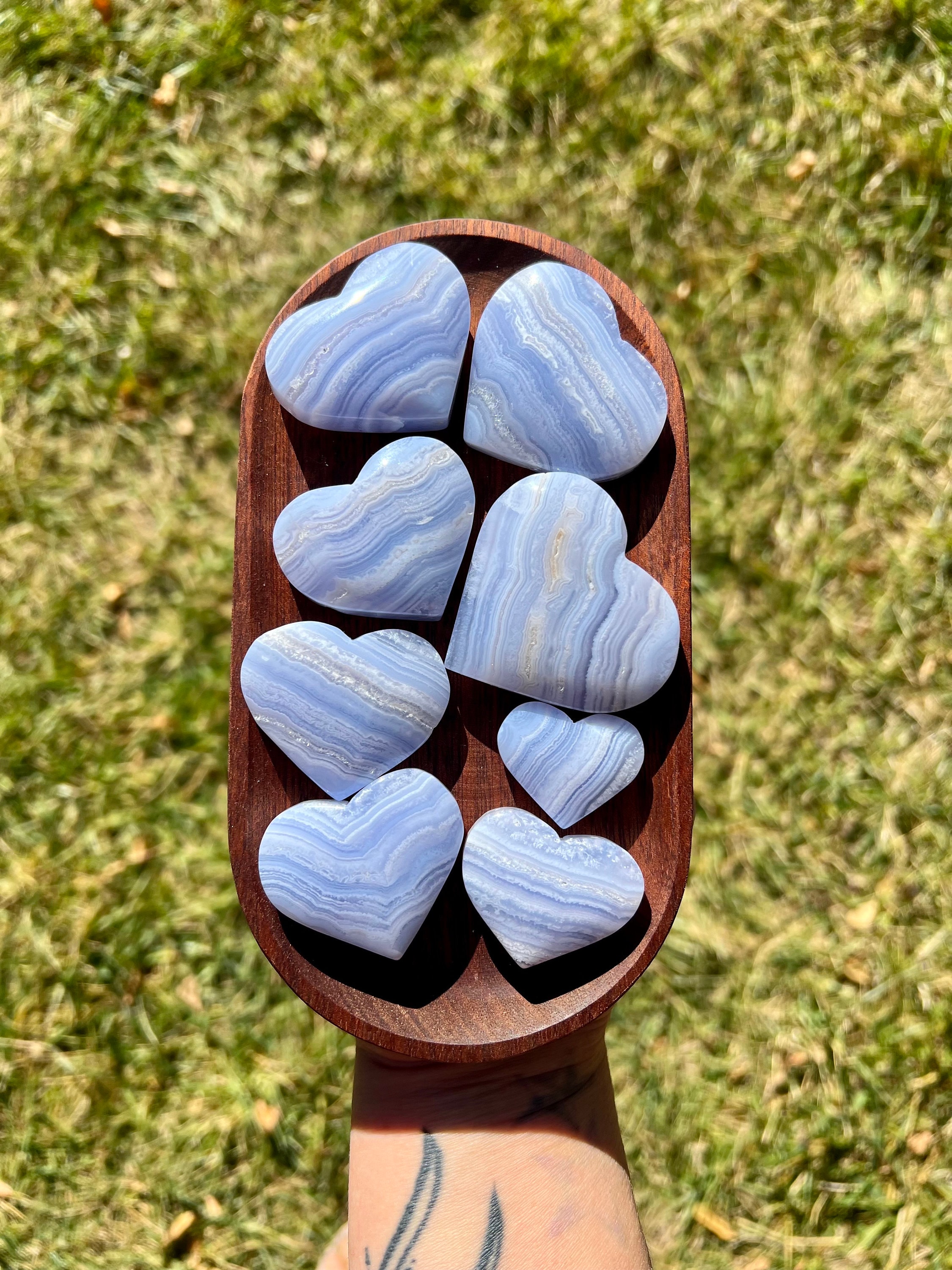 ブルー レース アゲート ハート | グレード A 品質 | クリスタル