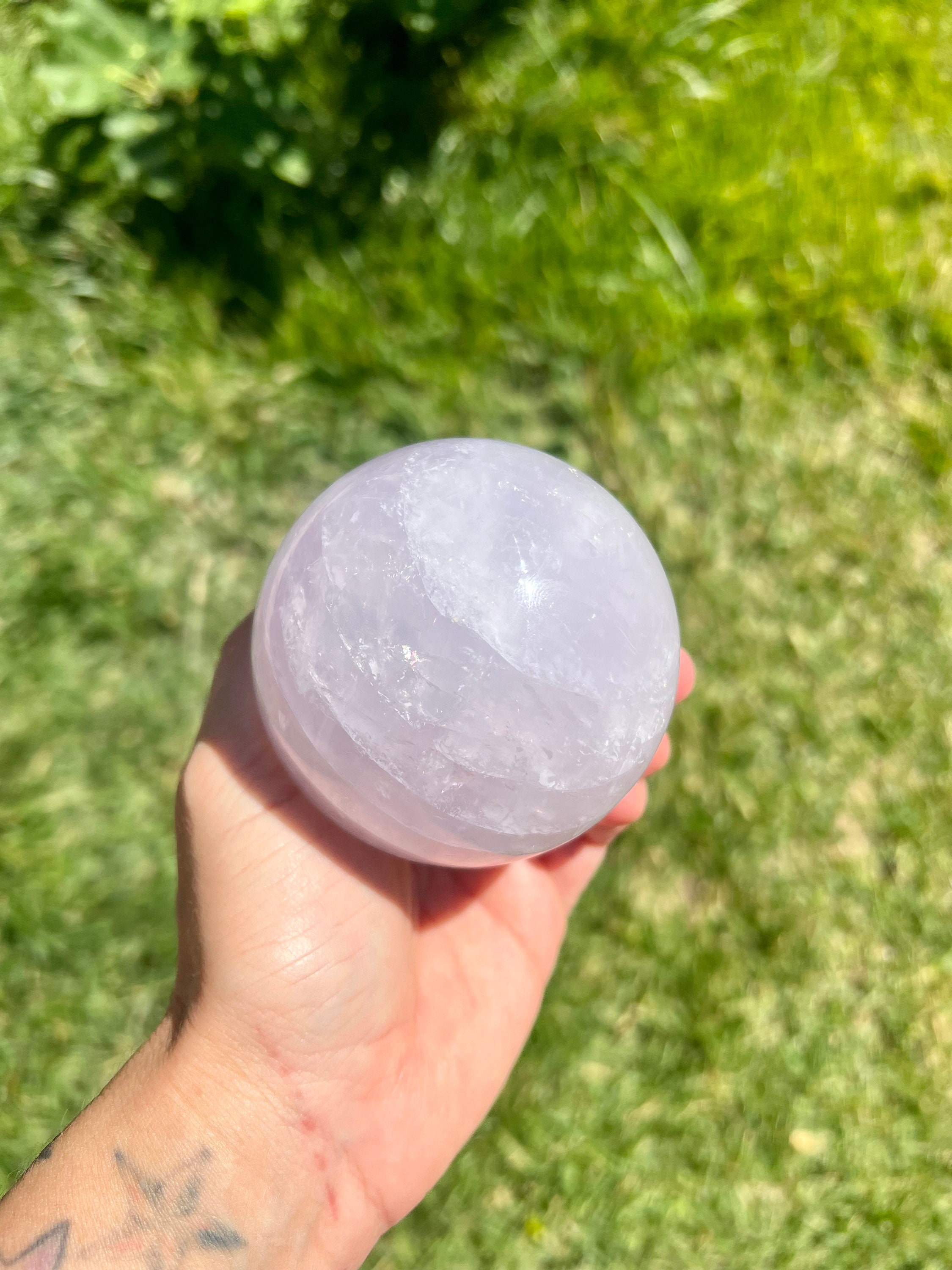 Large Periwinkle Rose Quartz Sphere | Rainbow Inclusions - Etsy