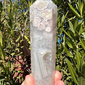 Stunning Pink Flower Agate in Quartz Point - Polished - HQ