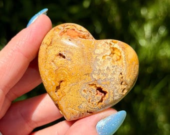 Crazy Lace Agate Heart | Crystal Heart Carving