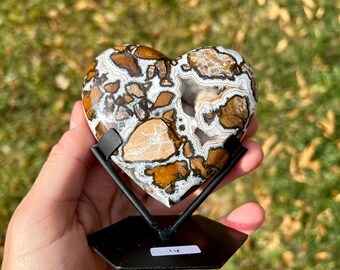 Brecciated Agate Druzy Heart on Stand | Druzy Agate Crystal Heart