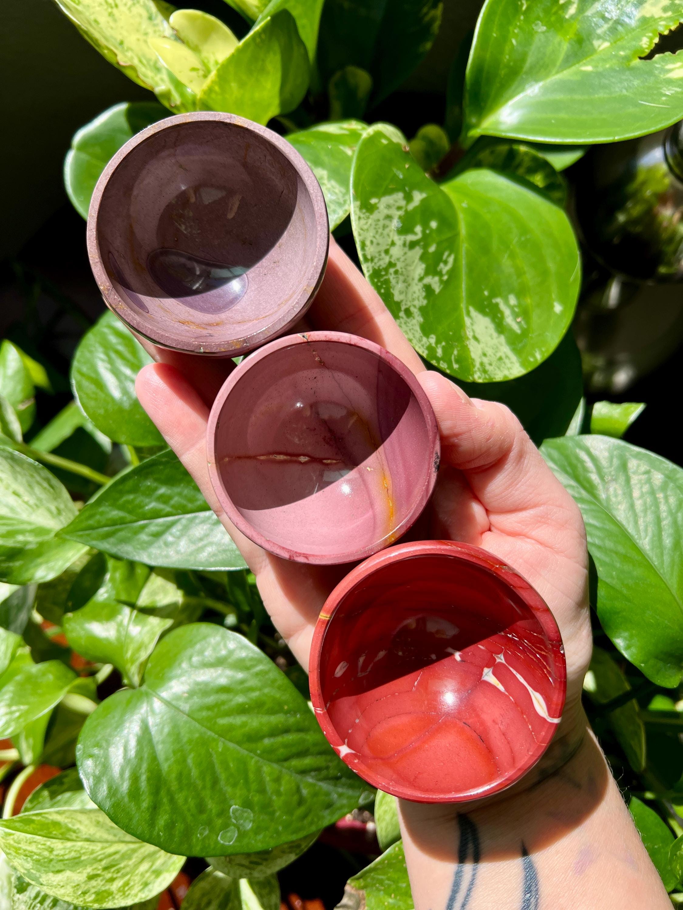 希少　♡Mookaite Jasper　ムーカイト♡　風景画　枝葉　2個セット Mookaite Jasper Crystal Bowl Carvings | Mookaite Bowls - Etsy