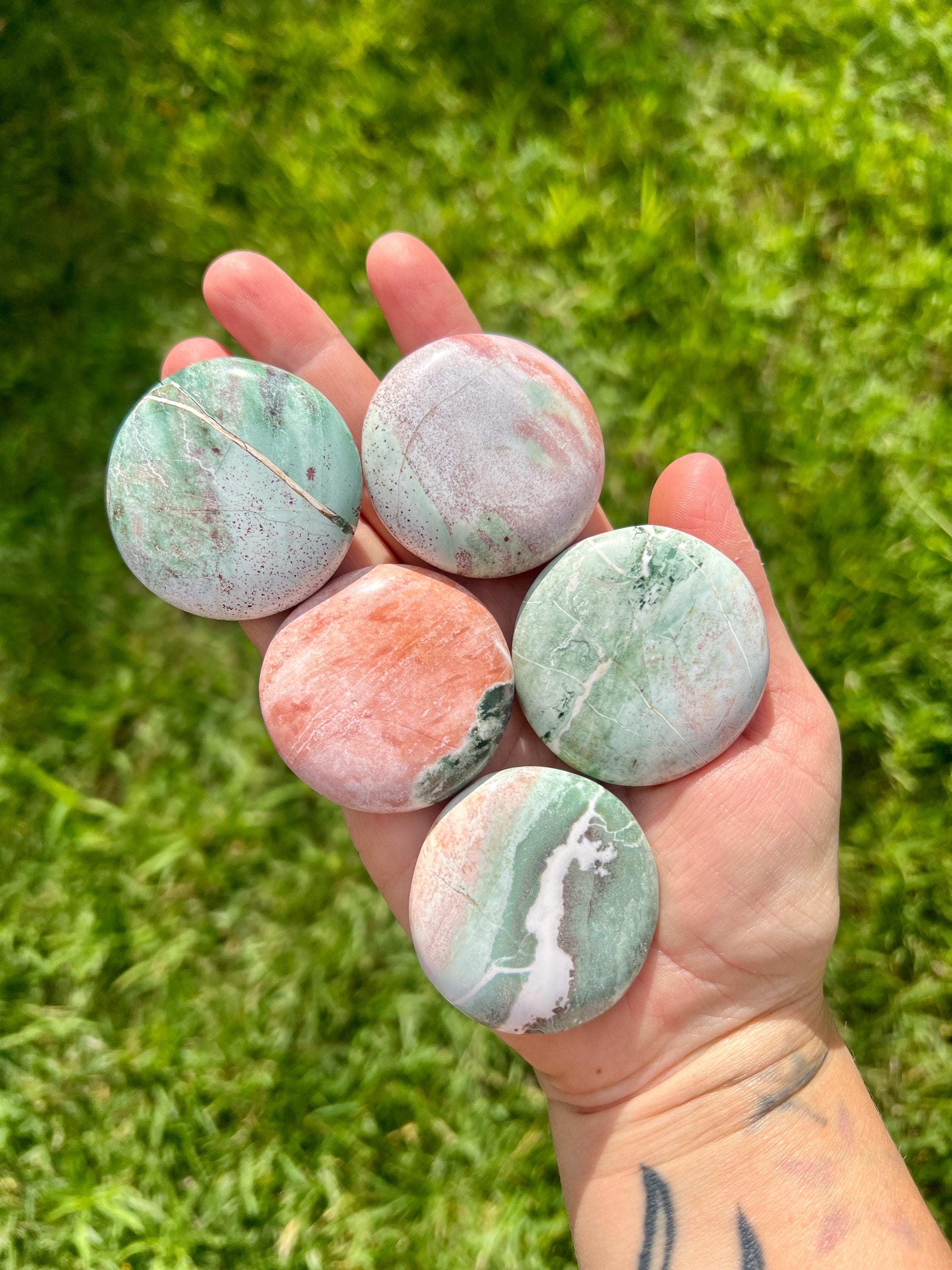 Unicorn Jasper Flat Stones | Unicorn Jasper Flat Palm Stones - Etsy