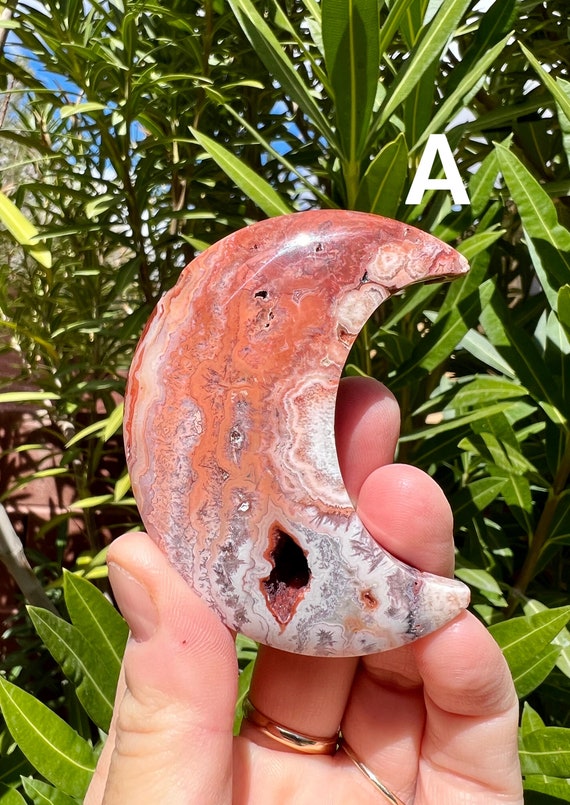 アガット　ドリーミードリーミー　ムーンストーン Druzy Crazy Lace Agate Crescent Moon: Unique Crystal Decor - Etsy