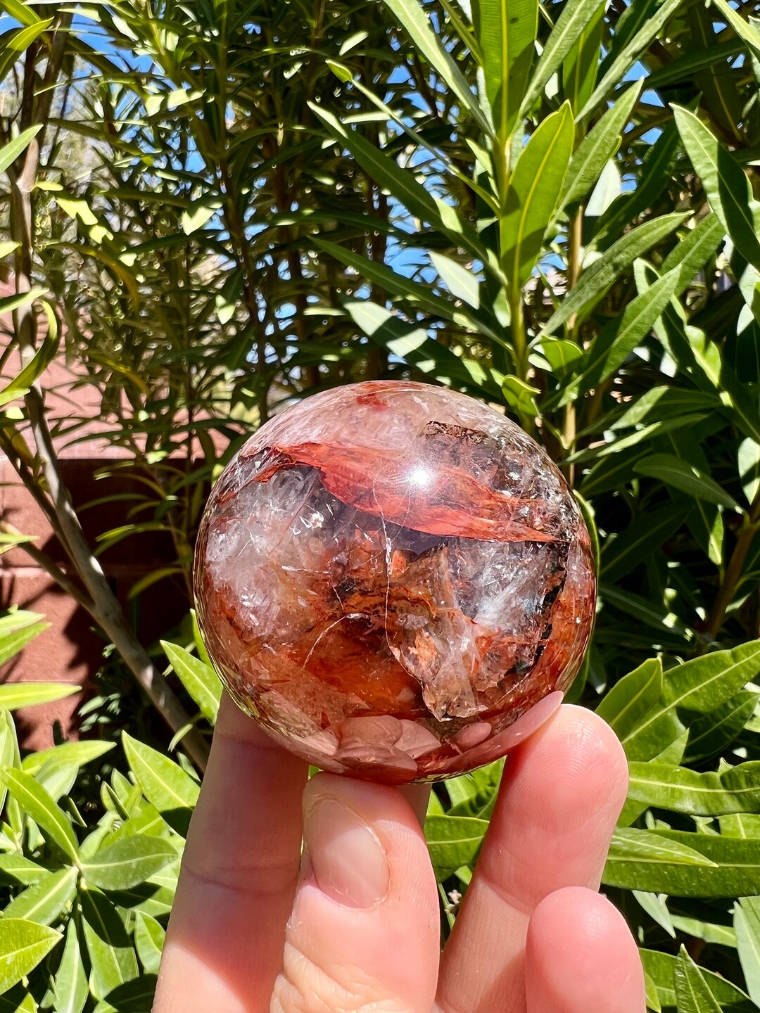 Fire Quartz Sphere Rainbow Inclusions Polished Excellent Etsy