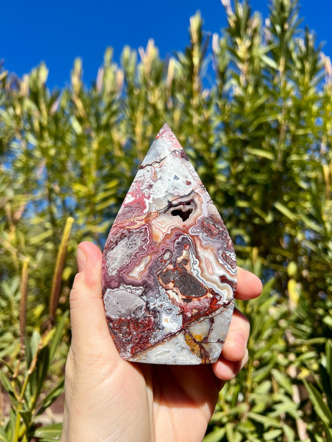 Mexican Crazy Agate Flame | Druzy Mexican Crazy Agate | Mexican