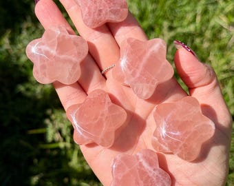 Rose Calcite Mini Flowers | Crystal Flower Carving