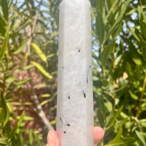 Large 1.4 Lb Black Tourmaline in Quartz Tower - Polished