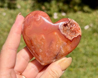 Druzy Agate 　原石　赤箱付き　最終値下げ Druzy Crazy Lace Agate Heart | Pink Crazy Lace Agate Heart on