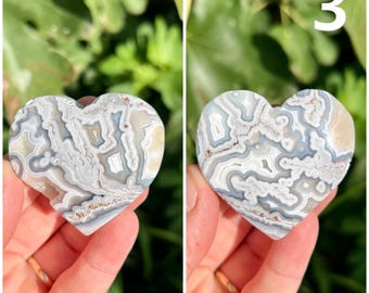 White Mexican Crazy Agate Hearts | Mexican Agate Crystal Heart