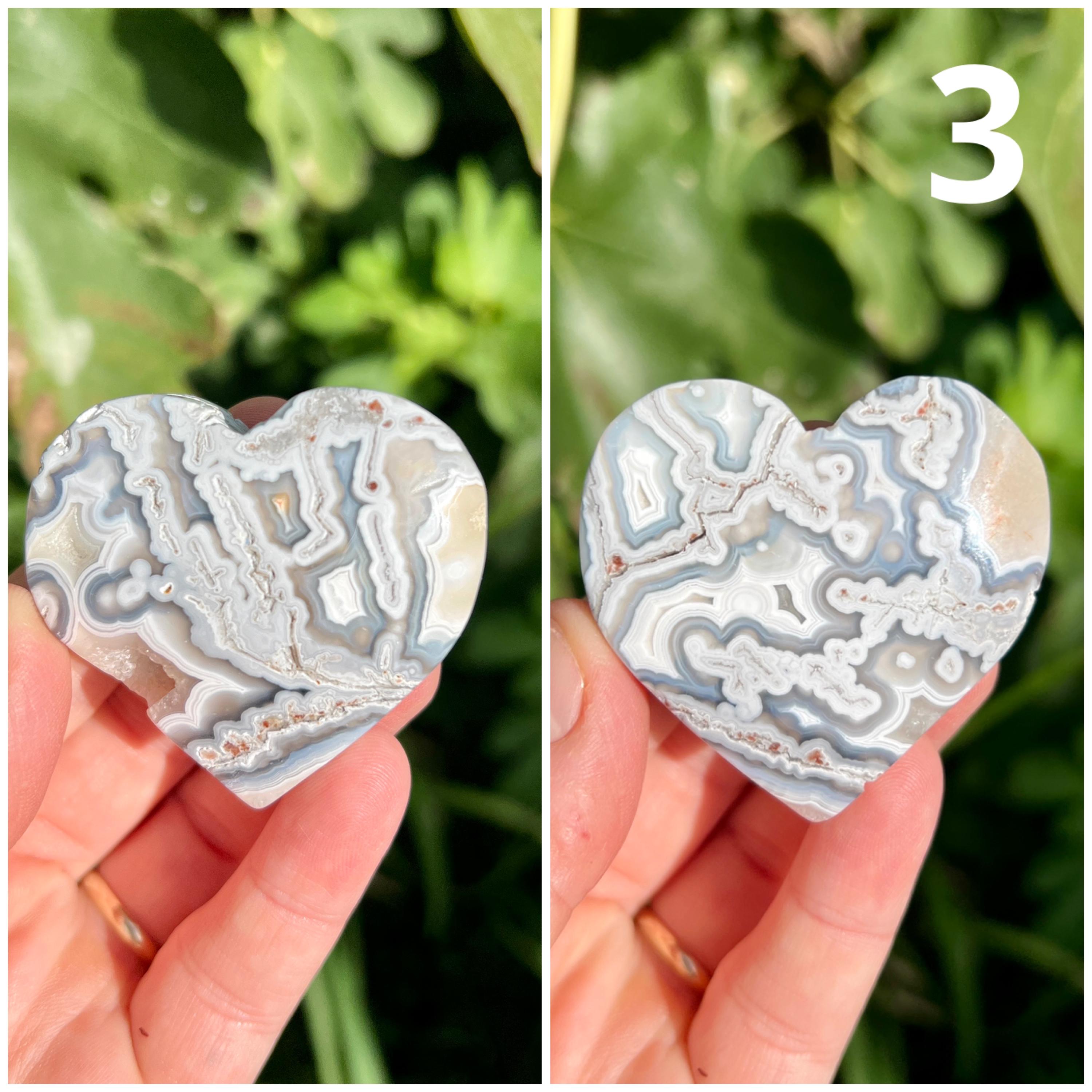 White Mexican Crazy Agate Hearts | Mexican Agate Crystal Heart