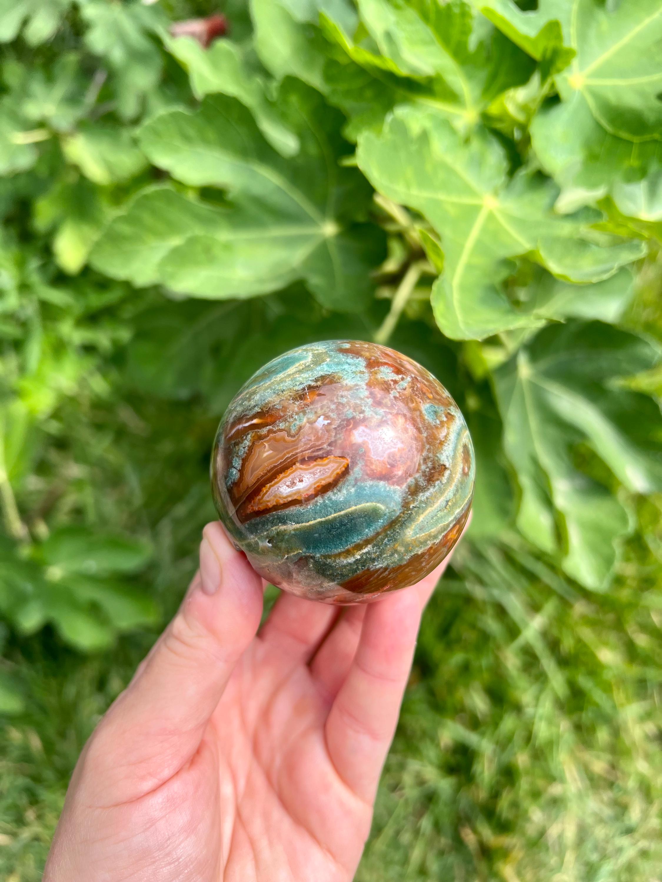 レッド モス アゲート スフィア | ドゥルージー カーネリアン モス