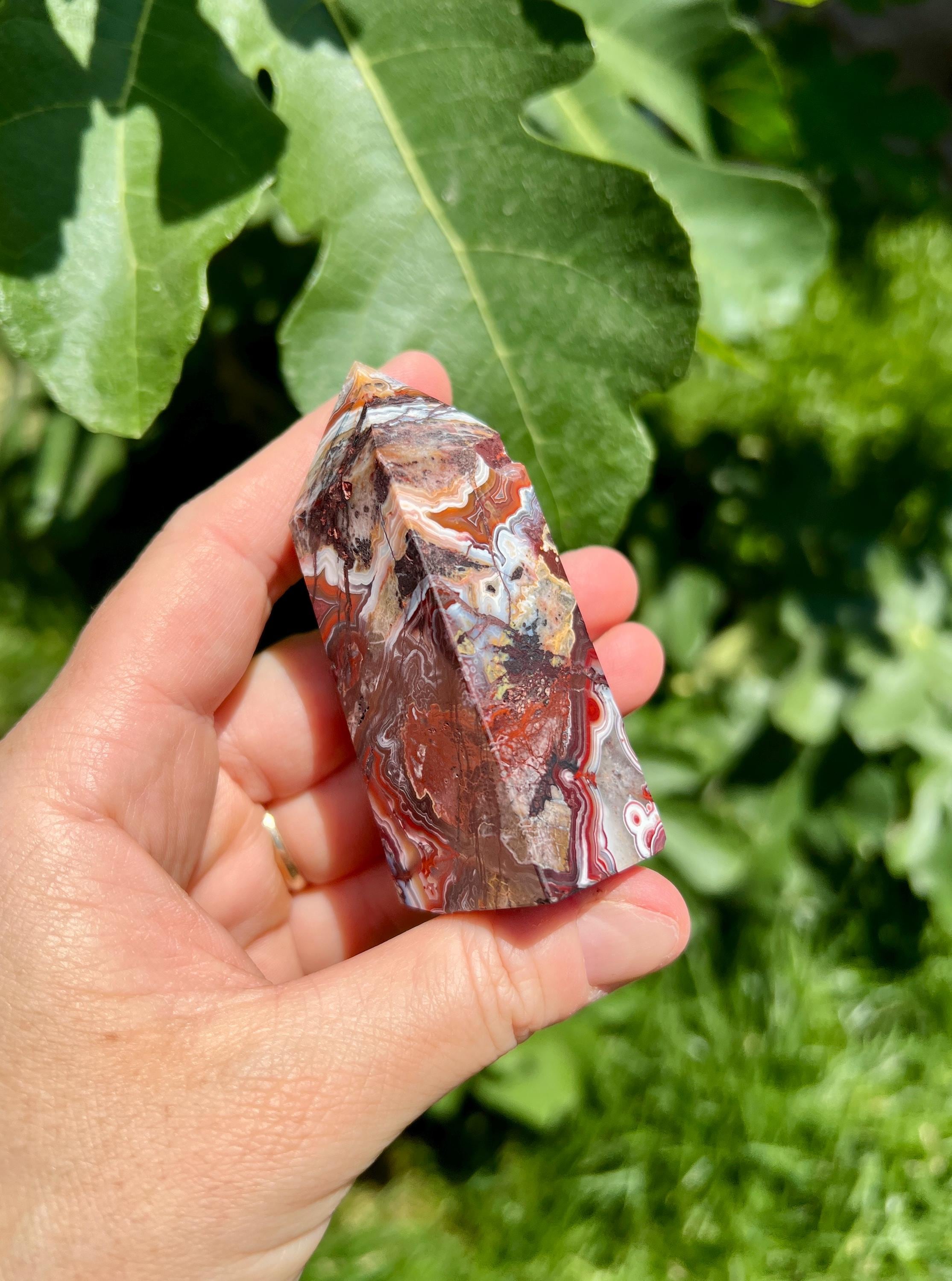 Druzy Mexican Lace Agate Point | Red Mexican Crazy Agate | Mexican