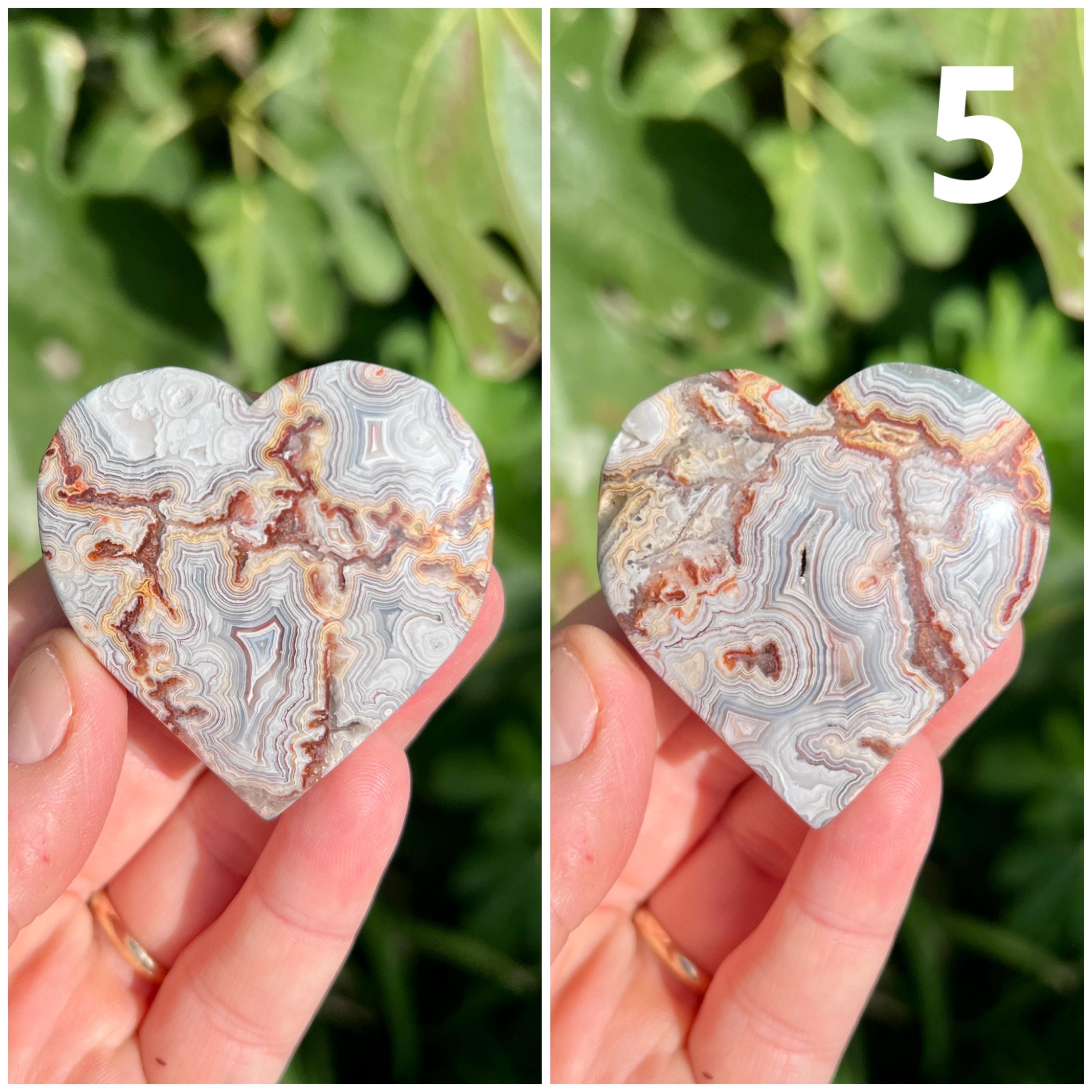 White Mexican Crazy Agate Hearts | Mexican Agate Crystal Heart