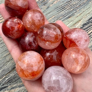 Fire Quartz Mini Spheres | Rainbow Inclusions | Polished (Choose Size)