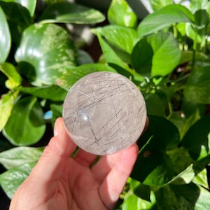 Black Rutile in Quartz Sphere | Rutilated Quartz | Grade A Quality