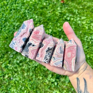 Rhodochrosite Points with Hematite from Argentina - Polished - Excellent Quality (You Choose)