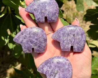 Lepidolite Mini Bears | Crystal Bear Carvings