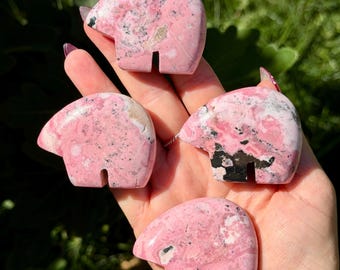 Pink Rhodonite Mini Bears | Crystal Bear Carving