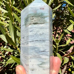 Pastel Ocean Jasper Point with Druzy Pocket & Pyrite Sparkles - Polished