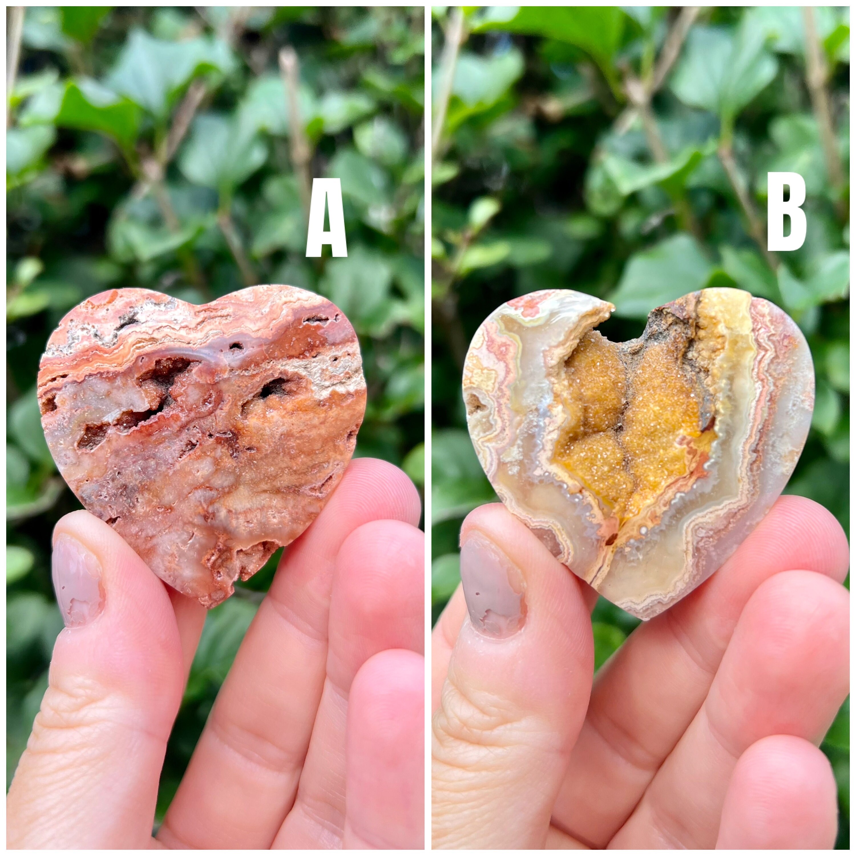Druzy Crazy Lace Agate Hearts From Indonesia - Polished (you