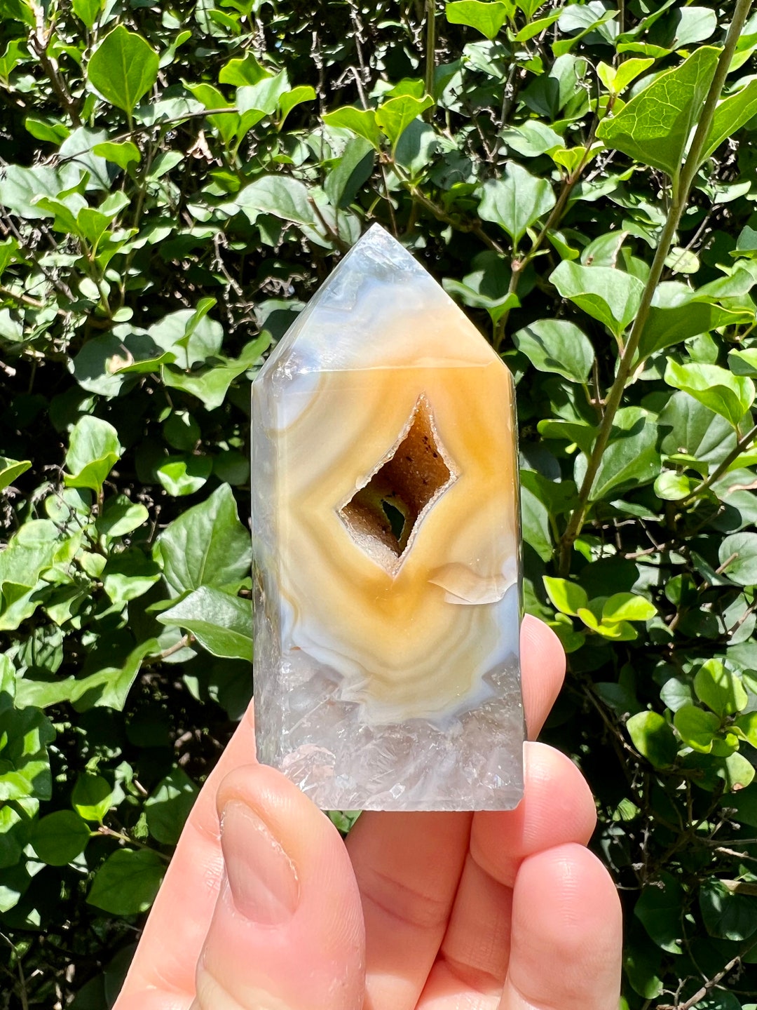 ドゥルージーアゲート×クォーツポイント - 高品質 - 研磨済み