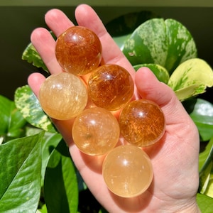 Miniesferas de calcita de miel / Calcita pulida / Calcita óptica (elija el tono)