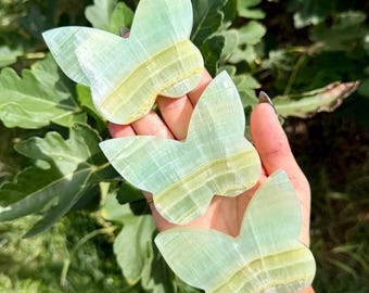 Pistachio Calcite Butterfly Carvings | Self Standing Crystal Butterfly