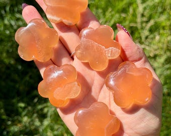 Honey Calcite Flowers | Crystal Flower Carving