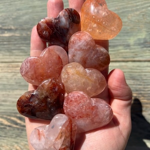 Fire Quartz Mini Hearts | Fire Quartz Crystal Heart Carvings