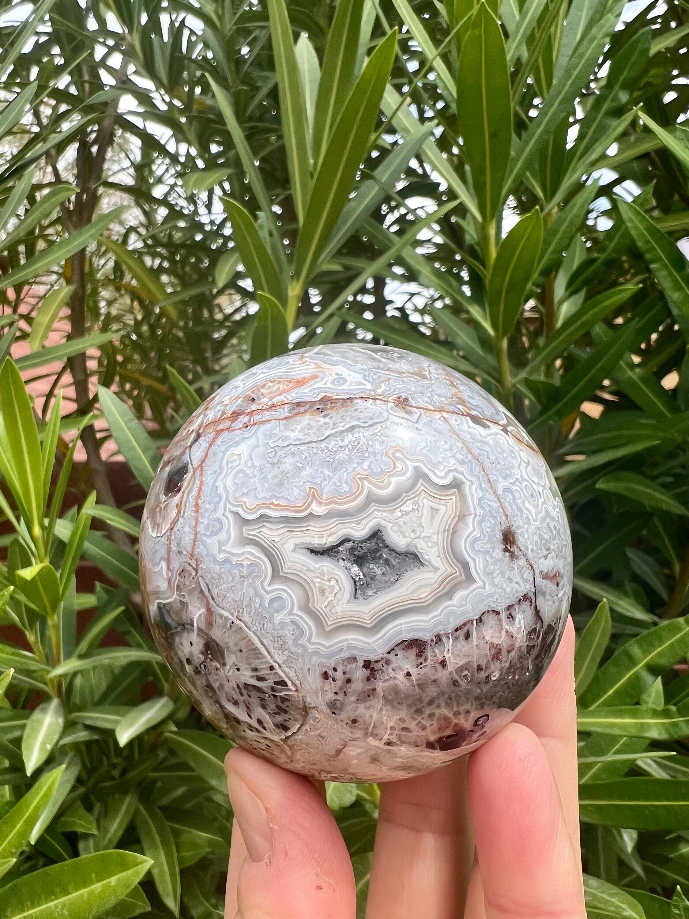 Large Druzy Mexican Crazy Lace Agate Sphere - Polished - Grade AA