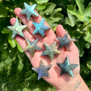 Labradorite Star Carvings | Mixed Rainbow Flash | Labradorite Crystal Star