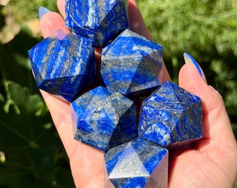 Lapis Lazuli Icosahedrons | 20 Side Geometric Pieces