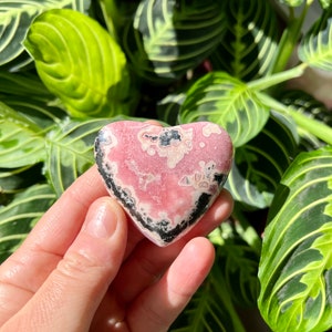 Rhodochrosite Heart with Hematite from Argentina | Polished | Grade A Quality