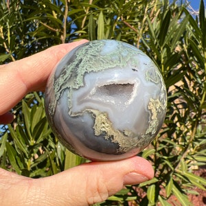 Druzy Moss Agate Sphere