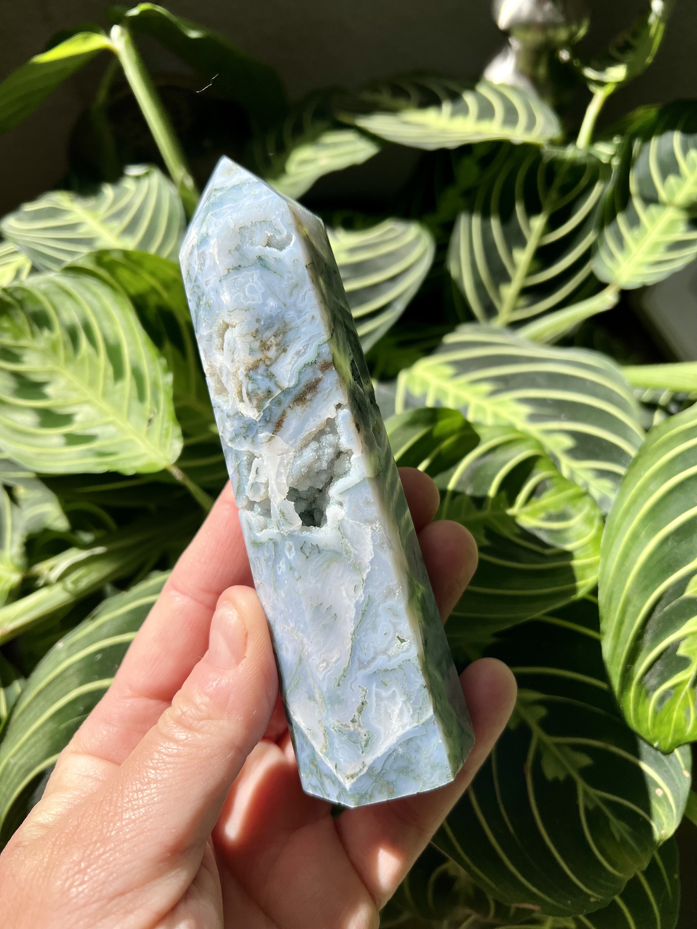 Druzy Blue Moss Agate Point | Polished - Etsy