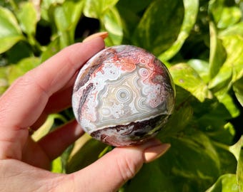 Large Druzy Mexican Crazy Lace Agate Sphere - Polished - Grade AA