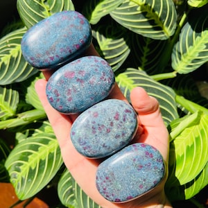 Ruby in Kyanite Palm Stones | Ruby Kyanite Pocket Stones | UV Reactive