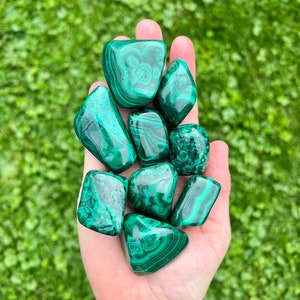 Large Malachite Tumbled Stones | Polished | Malachite Pocket Stone