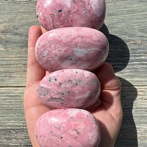 Peruvian Pink Rhodonite Palm Stones | Grade A Quality
