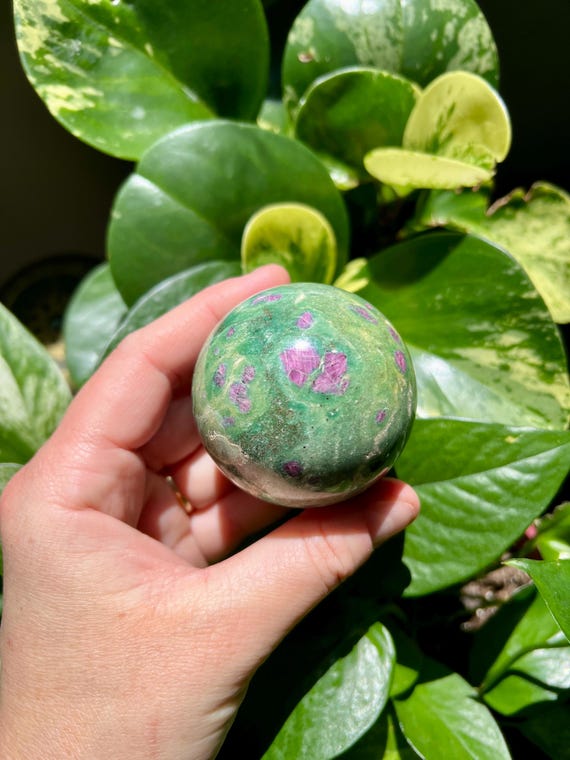 Ruby in Fuchsite Sphere | UV Reactive Ruby Fuchsite Sphere - Etsy