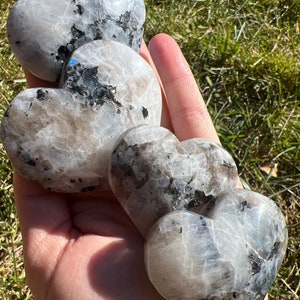 Rainbow Moonstone Hearts - Polished - Small & Large (One Heart)