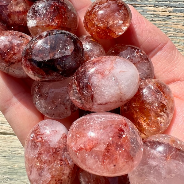 Fire Quartz Tumbled Stones - Rainbow Inclusions (One Piece)