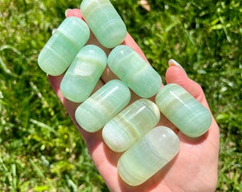 Pistachio Calcite Capsules | XL Tumbled Stones