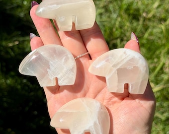 Silky Calcite Mini Bears | Crystal Bear Carvings