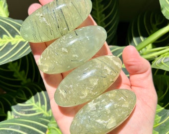 Prehnite Shiva Stones with Tourmaline | Prehnite Lingam