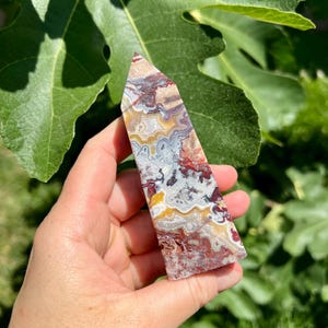 Druzy Mexican Lace Agate Point | Blue Mexican Crazy Agate