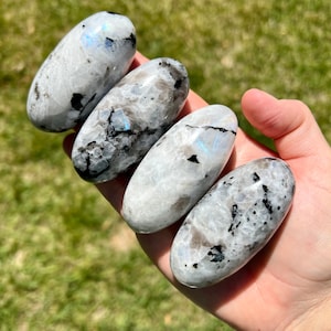 Rainbow Moonstone Shiva Stones | Blue Flash Moonstone Lingam (Choose size)