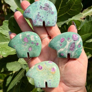 Ruby in Fuchsite Mini Bears | Crystal Bear Carvings | UV Reactive Ruby