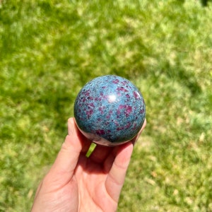 Ruby in Kyanite Sphere | Polished | UV Reactive Ruby